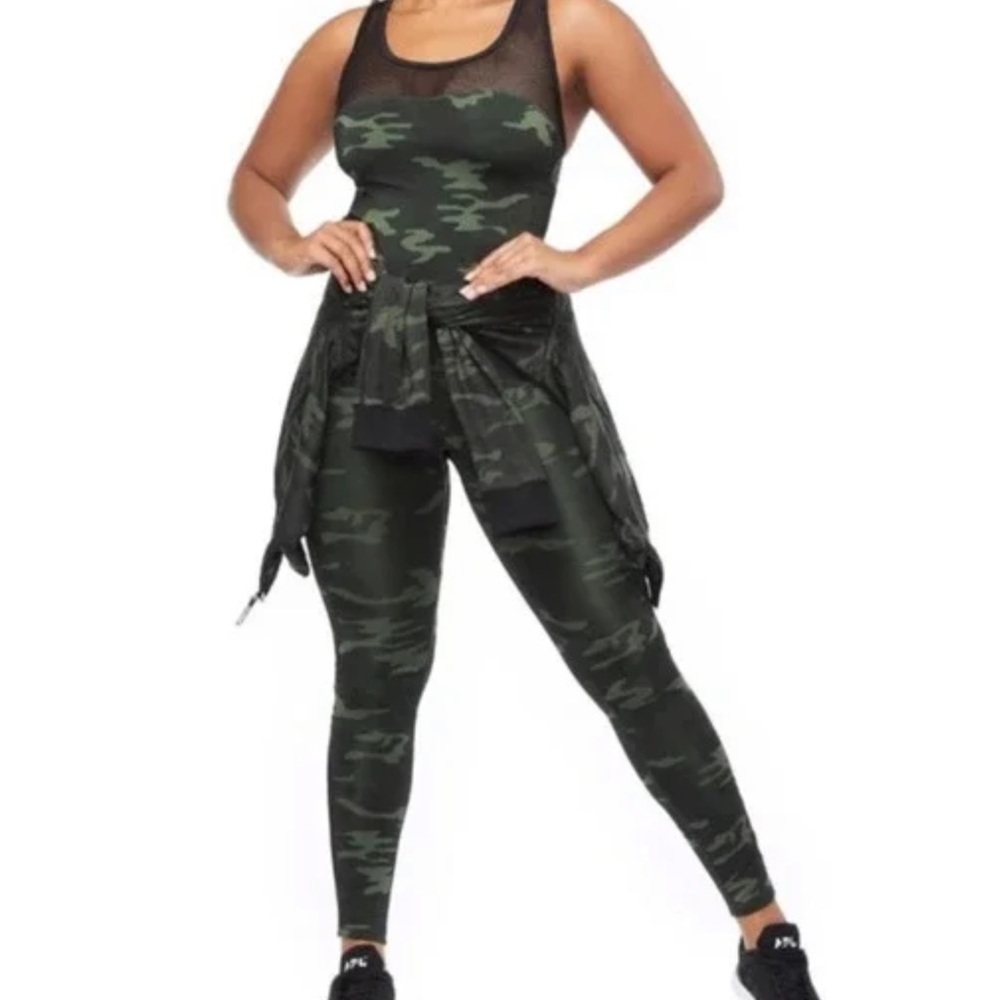 Good American The Curve Sculpt Jumpsuit In Camouflage Green New With Tags Sz 1